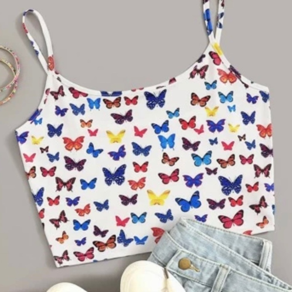 butterfly cropped tank top